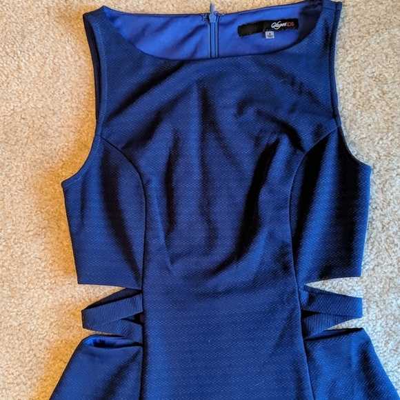 Blue Fit and Flare Dress with Cutouts - Picture 2 of 4